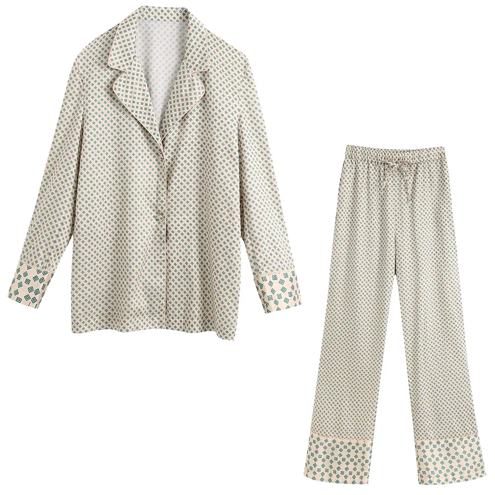 2021 новый весенний женский комплект из 2 предметов с бежевым принтом рубашка