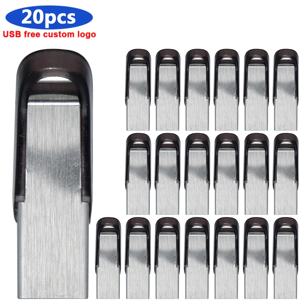 

20pcs/lot Metal USB flash drive 128GB 64GB flash memory stick 16GB 32GB pen drive 4GB 8GB cle usb pen drive 2.0 flash disk