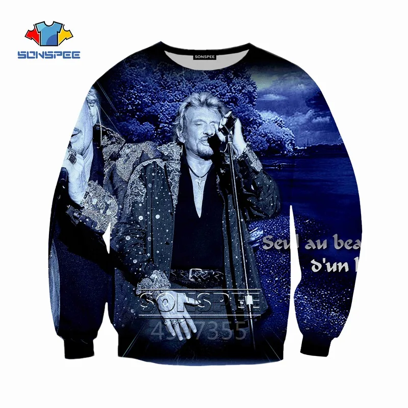 SONSPEE Johnny Hallyday Harajuku/Детские толстовки с 3D принтом детская одежда для мальчиков и девочек-подростков Топы, пуловер с длинными рукавами SW125