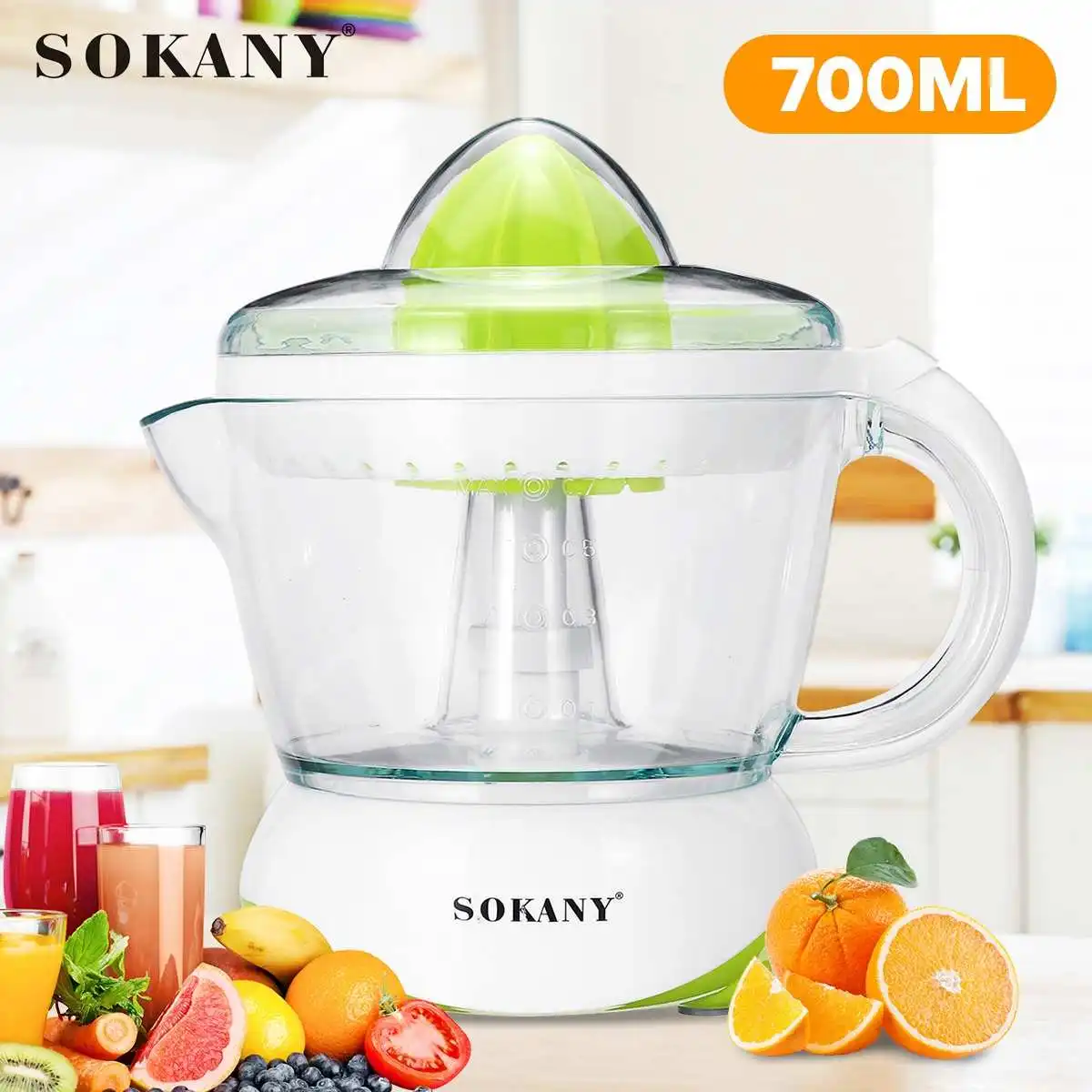 

SOKANY Electric Juicers Lemon Orange Press Squeezer Citrus Fruit Press Juicer Transparent 220V Household Kitchen Gadget