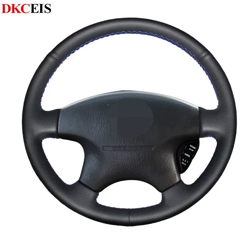 Сшитый вручную черный мягкий чехол рулевого колеса автомобиля из искусственной