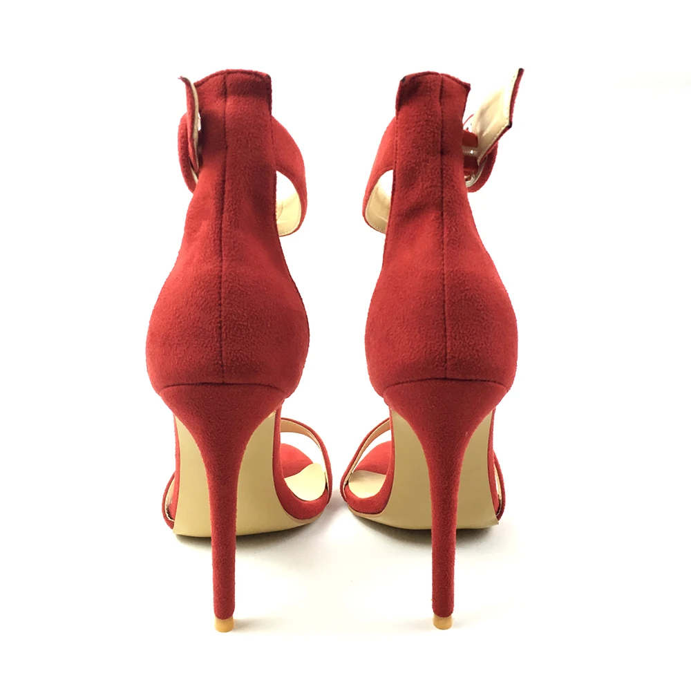 Женские босоножки из искусственной замши с открытым носком на высоком каблуке 12