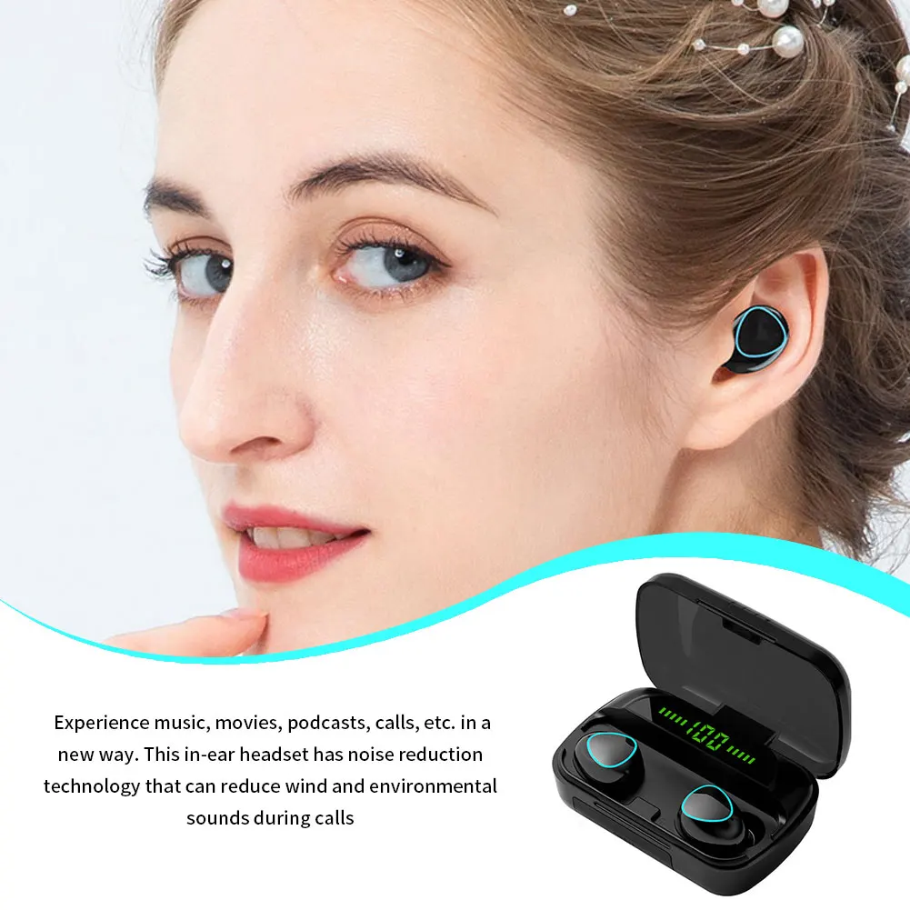 

Wireless Bluetooth Headphone TWS HD LED Display Waterproof Earbuds Headsets With Dual Microphone Bass Stereo Gaming Earphones