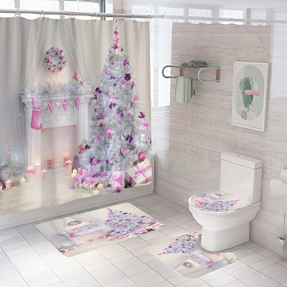 Белая занавеска на рождественскую елку для ванной камина тканевая душа набор
