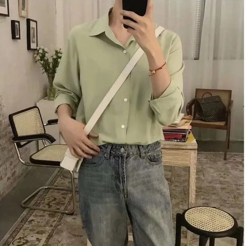 Men's Blue Simple Style Shirt Korean Long Sleeve Trendy Loose 2020 New Spring Autumn Classic Lazy Style Shirt Camisa Masculina