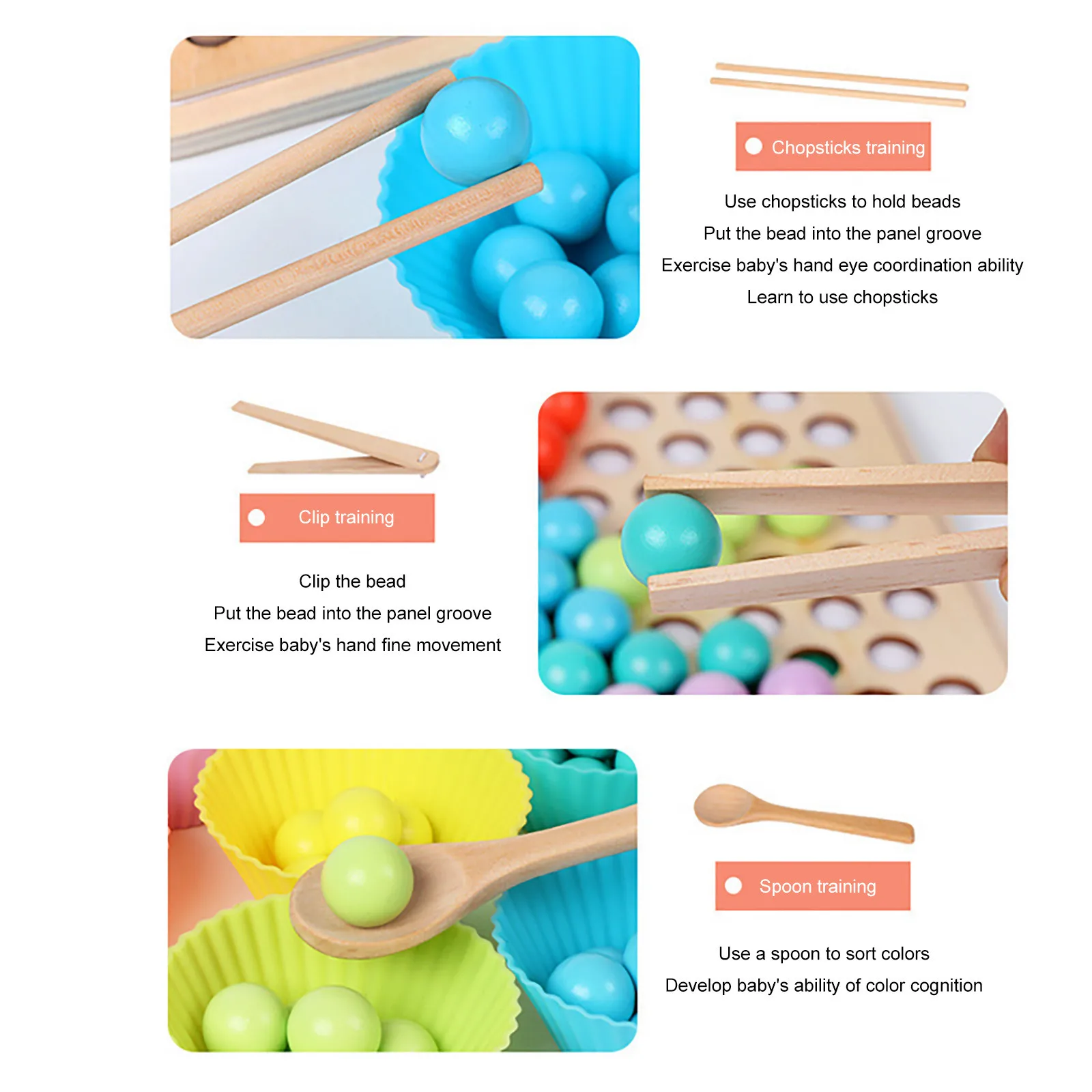 

Montessori Wooden Educational Toys Hand Movement Brain Training Clip Ball Fishing Bead Puzzle Board Math Game Chess Toys Boy kid