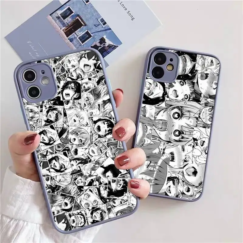 

Противоударный чехол ahegao для телефона с мангой для iphone 13, 12, 11, xr, xs, x, 7, 8 pro max, светло-серый мягкий силиконовый прозрачный чехол из ТПУ