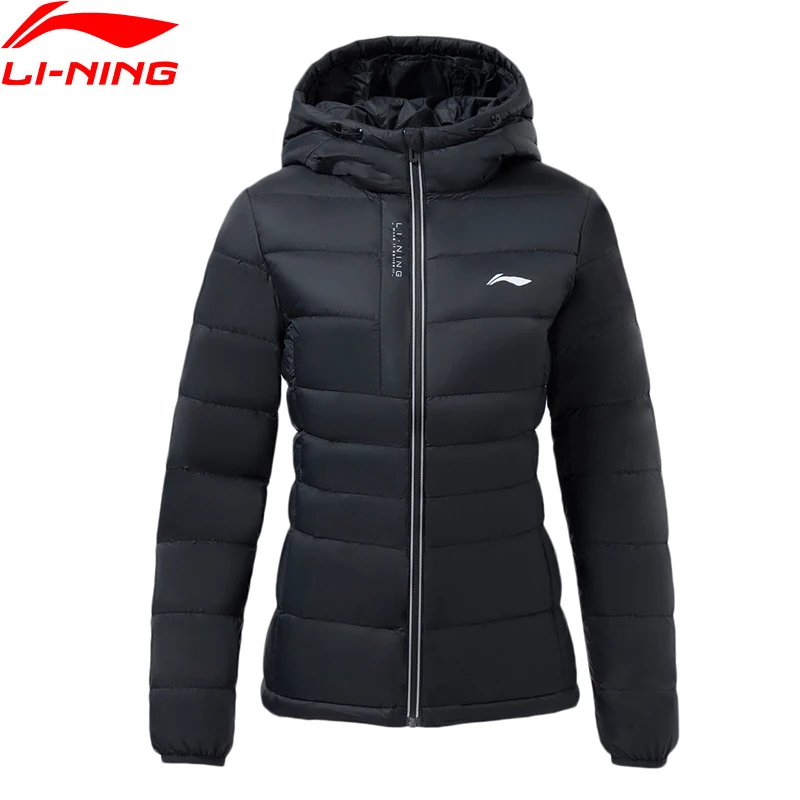  Li-Ning Women Fitness Short Down Coat 90% White Duck Down Light Warm Slim Fit LiNing Hooded Winter Sports Jackets AYMR152 