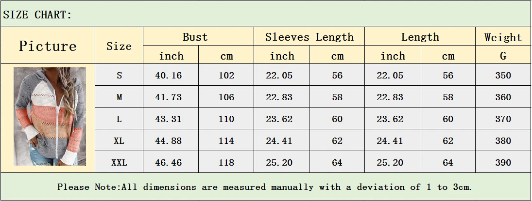 

Woman Color Block Patchwork Cardigan Long Sleeve Drawstring Zipper Hoodie Hollow-out Casual Sweater