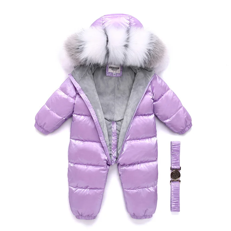 

-30 Degrees winter children Clothing down jacket boy outerwear coats thicken Jumpsuit snowsuits baby girl clothes parka real fur