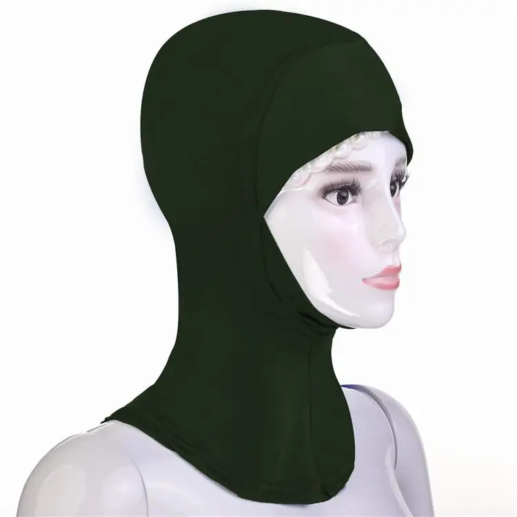 Dark Green Новинка, Арабская мусульманская мягкая шапка под хиджаб, внутренняя шапка под шарф, головной убор ниндзя, Одноцветный головной платок, головной убор, исламский молитвенный головной убор - Цвет: Dark Green