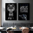 Мотивационные художественные картины с изображением животных, черные плакаты и принты, настенные картины для гостиной, домашний декор