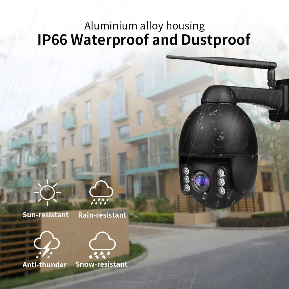 

2.0 MP 1080P 1920*1080 Outdoor WIFI Aluminium Alloy Housing PTZ Camera 355Pan 12Tilt 4X Optical Zoom Audio and Visual Alert