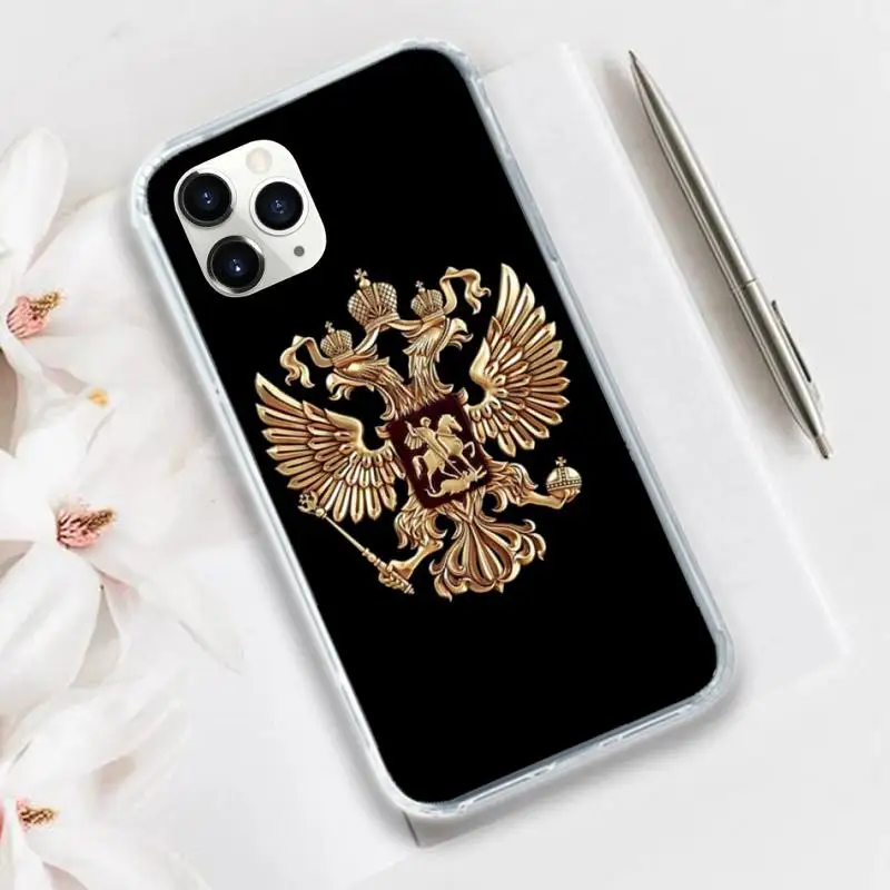 

Russia flag Emblem Phone Case Transparent for iPhone 11 12 mini pro XS MAX 8 7 6 6S Plus X 5S SE 2020 XR