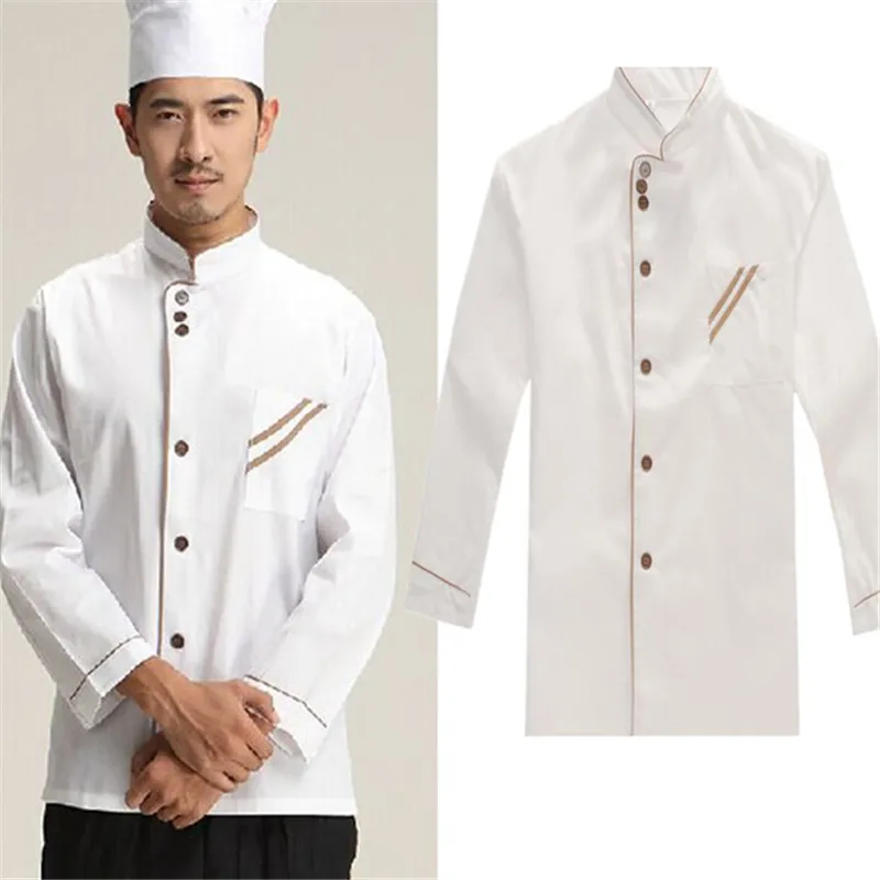 Ropa de Chef de manga larga para restaurante, abrigo de Chef de cocina, chaquetas de trabajo de camarero, traje de uniforme profesional