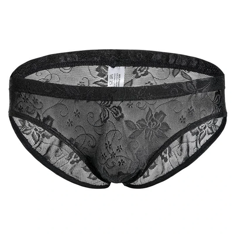 

Men Fashion Briefs Nylon Underwear Sexy Transparent Panties Tide Male Ultra Thin Low Waist Slim Printed Man Briefs Underpant