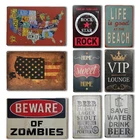 Винтажная карта, оловянный постер, вывеска, потертая шикарная Наклейка на стену, стиль ретро, рок, VIP, металлический знак, слоган, дорожные знаки, Декор