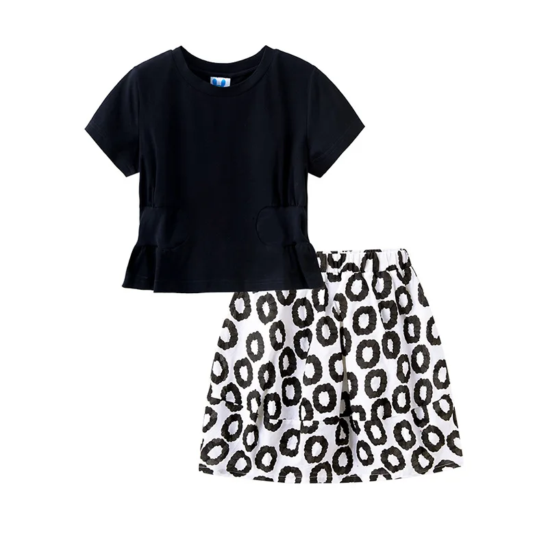 

Boutique Kids Clothing Set Girls Clothes Sets Summer Short Sleeve T-Shirt and Skirt 2 Piece Suits Teenager Girl 4 6 8 10 12 14Y