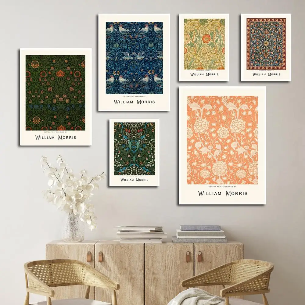 Famous Artist William Morris Abstract Canvas Paiting Flower Plant Wall Art Posters and Prints Pictures Living Room Bedroom Decor | Дом и сад