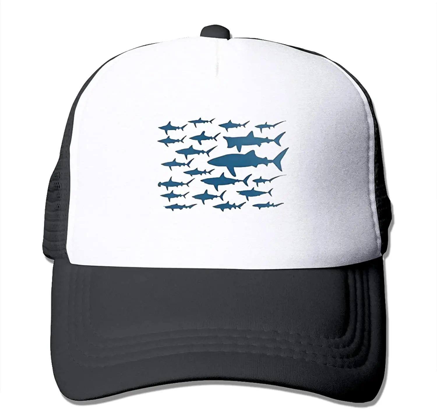

A School of Sharks Truck Black Sun Hats Sports Caps for Golf Cycling Running Sport Cap Summer Outdoor Cap for boy Girl