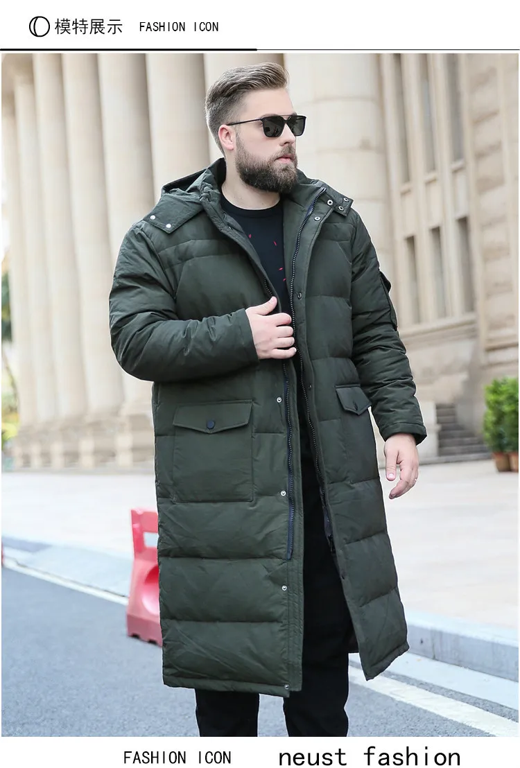 XL-7XL, 8XL, 9XL, 10XL, зимний теплый пуховик, плюс удобрение, большой размер, с капюшоном, Повседневный, мужской пуховик