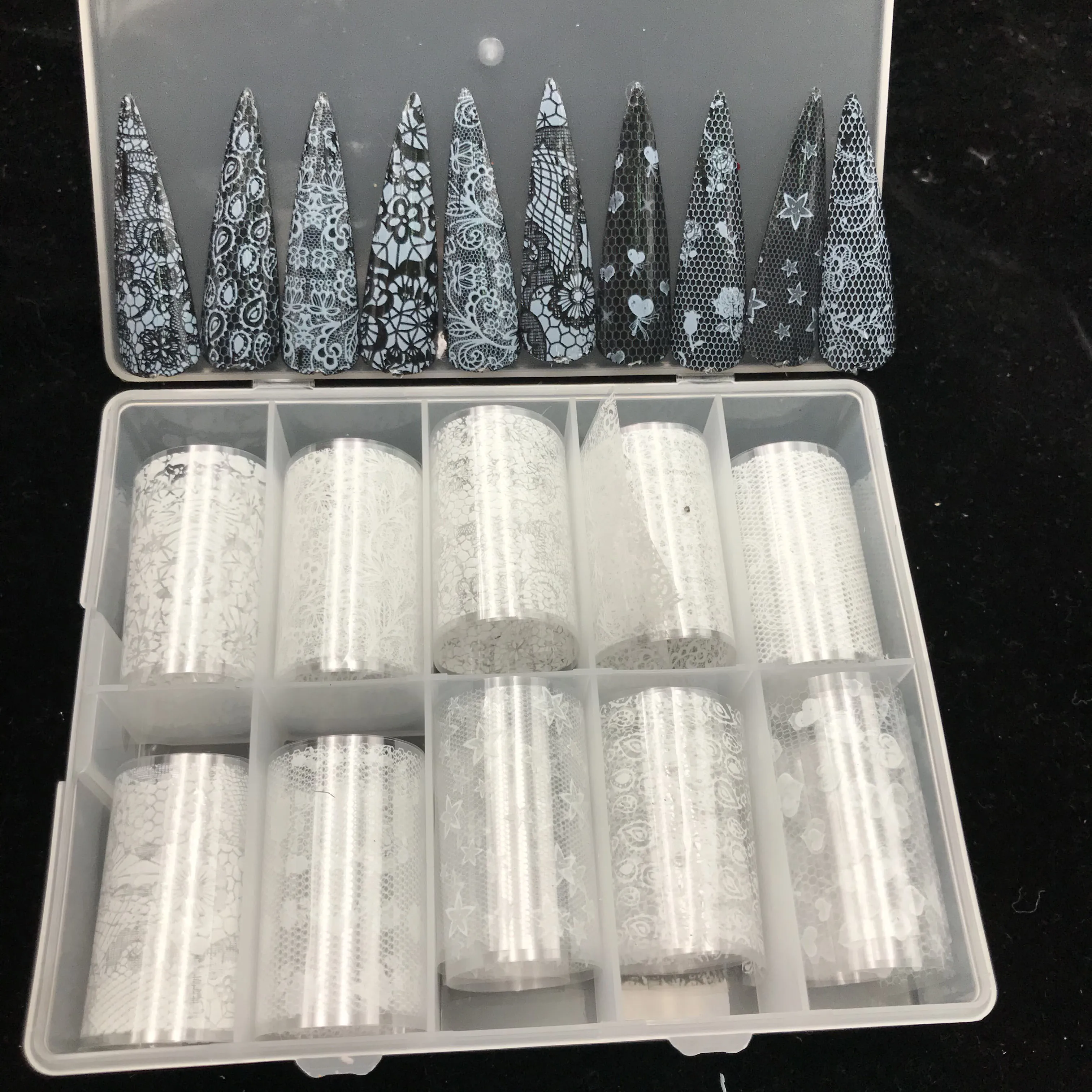 

XueQun 4*100 см белая кружевная дизайнерская Фольга для ногтей