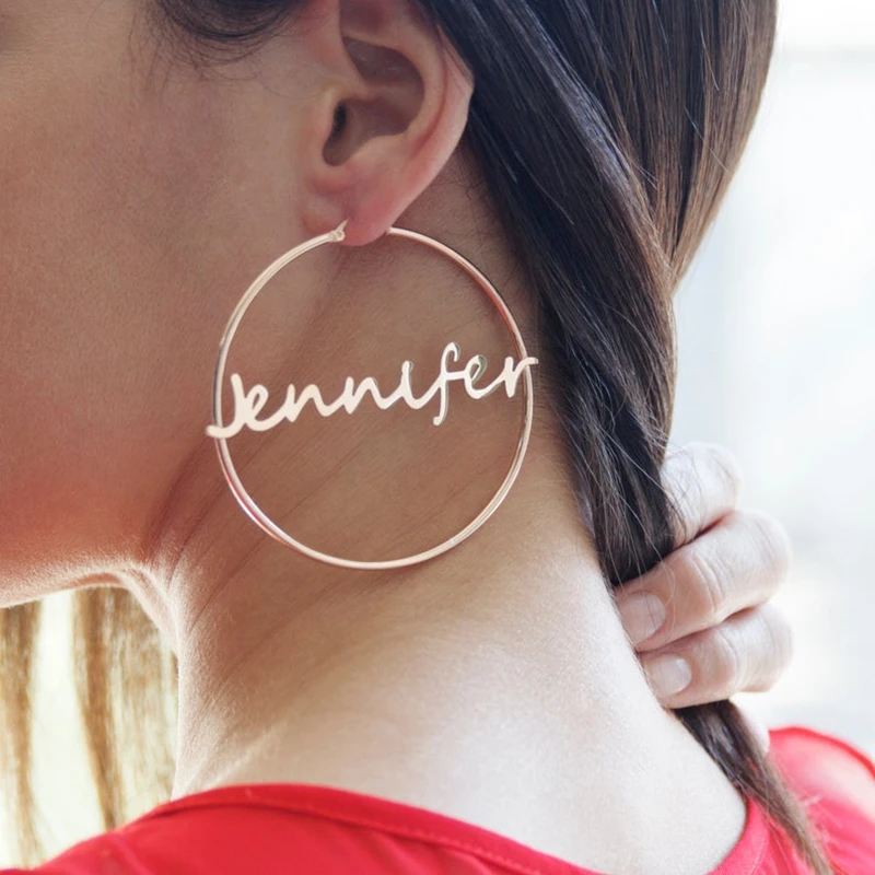 Женские серьги кольца из нержавеющей стали большие размером 70 мм|Индивидуальные