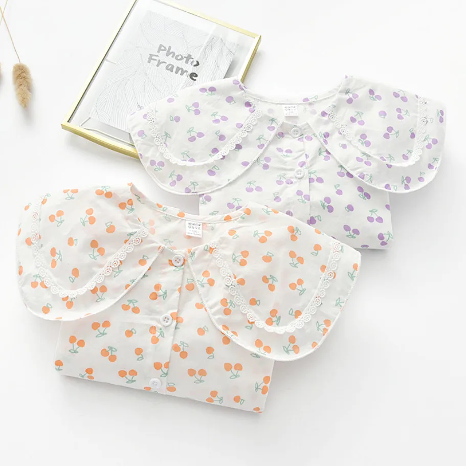 Новинка весенне-летняя хлопковая блузка для девочек милый дизайн вишни Детская