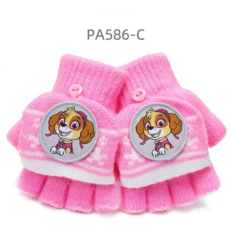 glove-03-PA586-C Настоящие зимние теплые наушники с рисунком из мультфильма «Щенячий патруль», милые плюшевые защитные наушники с мультяшными ушками, детские игрушки, подарок на день рождения, Рождество - Цвет: glove-03-PA586-C