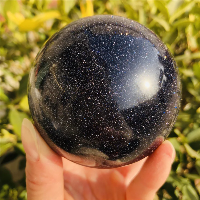

Natural Blue Sand Goldstone Sand Sphere Quartz Crystal Globe Ball Chakra Reiki Healing Crystal Carved Crafts Home Decoration