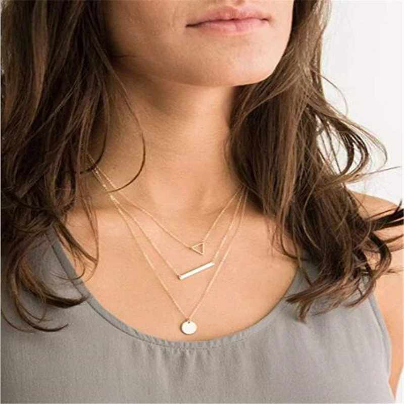 Корейская простая Золотая Геометрическая цепочка-чокер очаровательное женское