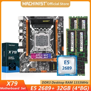 machinist x79 motherboard lga 2011 set kit intel xeon e5 2689 cpu processor ddr3 32gb28gb ecc reg ram memory x79 z9 d7 free global shipping