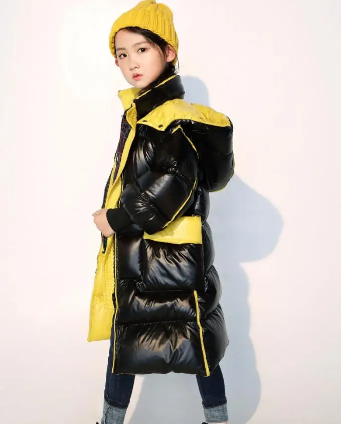 Модное глянцевое пуховое пальто с лазерным наполнителем зимняя теплая куртка