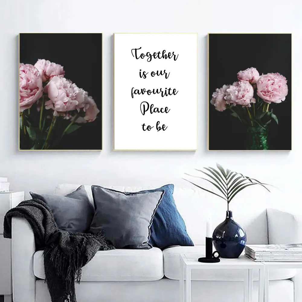 Постер с цитатами для дома Настенная картина цветами на холсте изображением