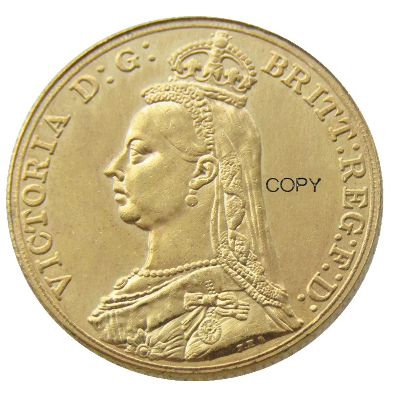 Великобритания 1887 Королева Виктория 1 позолоченная монета|Безвалютные монеты| |