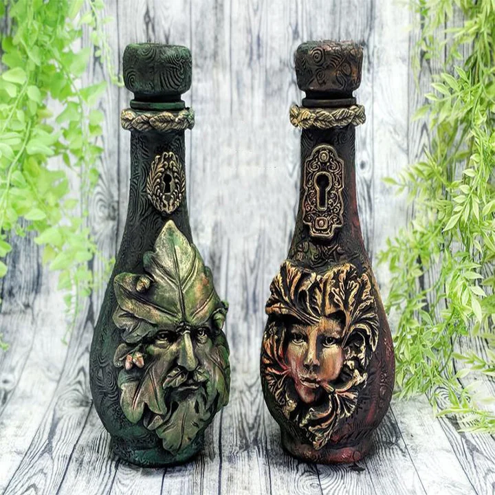 Botella de decoraci&oacute;n de resina Retro, jarr&oacute;n de bronce de imitaci&oacute;n de padre, madre tierra, decoraci&oacute;n Vintage para dormitorio, ornamento, regalo de cumplea&ntilde;os-1