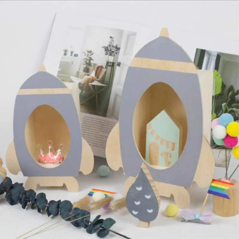 Скандинавская деревянная ракетная полка для детской комнаты декорации