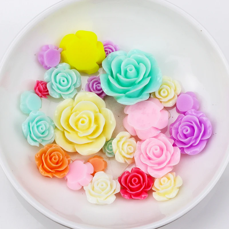100 шт. полимерные цветы мини розовый цветок с плоским дном из смолы альбом для