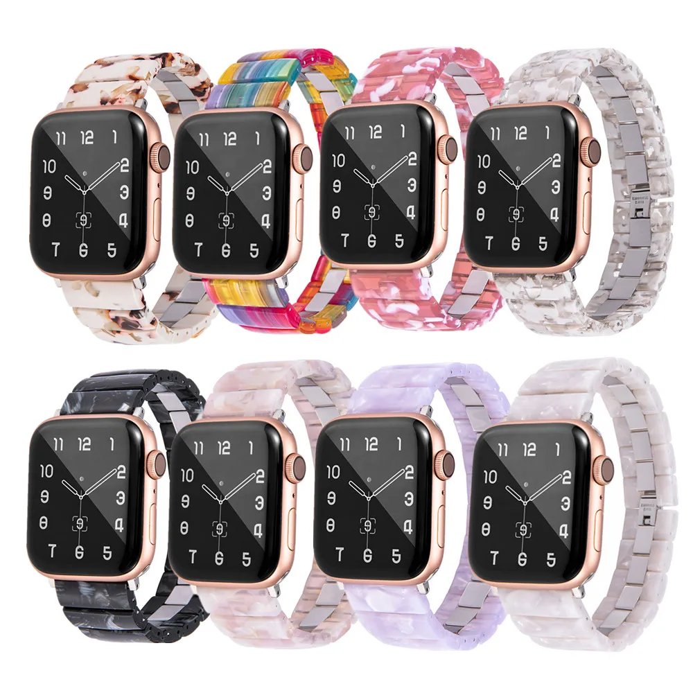 

Ремешок из полимерной нержавеющей стали для Apple Watch Band Series SE/6/5/4/3, модный браслет для iWatch 44 мм 40 мм 42 мм 38 мм