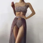 Купальник женский, раздельный, из трех частей, Сетчатое бикини и Леопардовый принт, бикини #35, 2021
