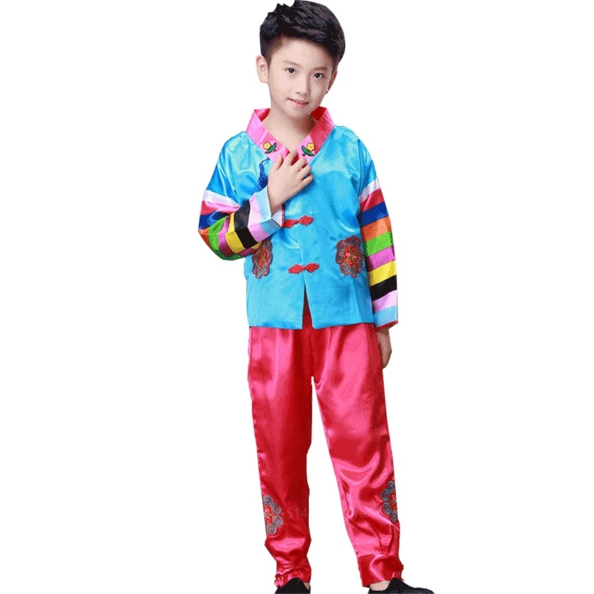 Национальный корейский стиль Hanbok для детей мальчиков и девочек Модный комплект