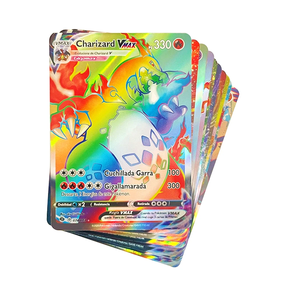 60pcs Spanish Pokemon Cards Vmax Spain Pokémon Shining Card Display Pikachu Charizard Playing Game Childern Kids Toys Gift | Игрушки и