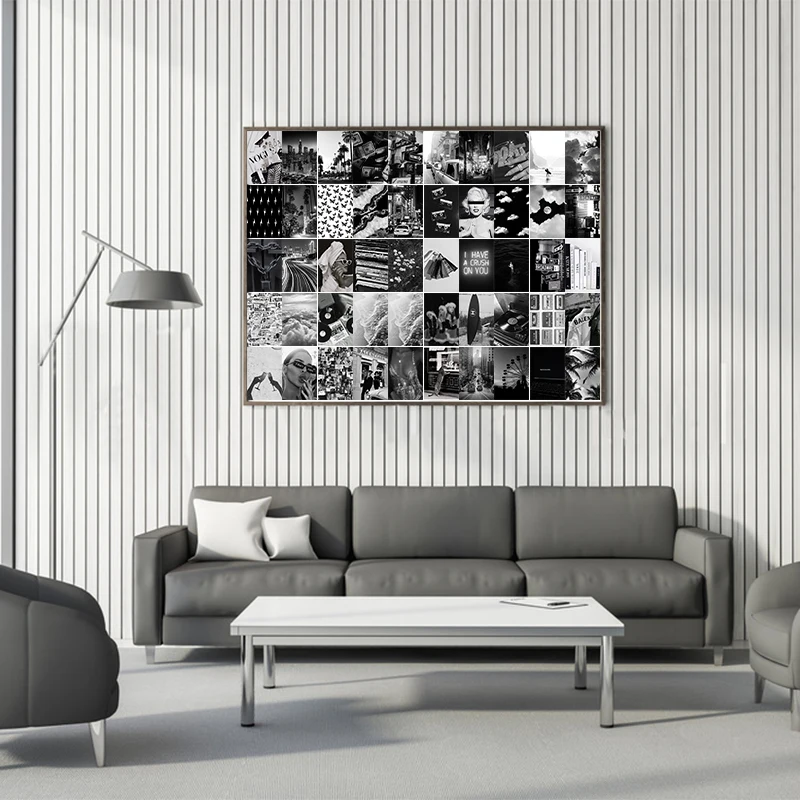 50 шт. черно белая эстетическая картина для настенного коллажа шикарный коллаж