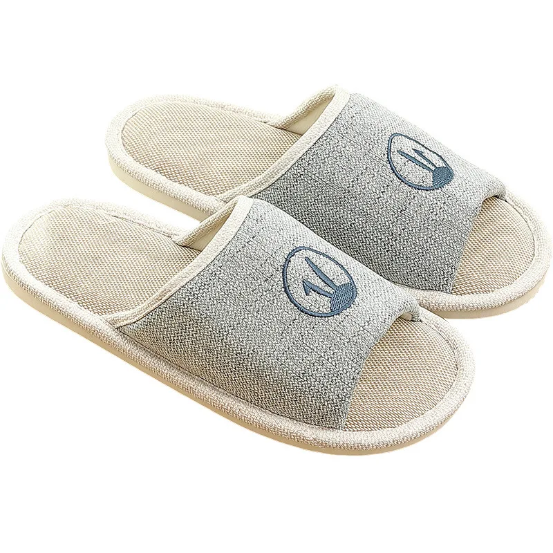 

Summer Indoor Home Unisex Hemp Slippers with Sweat Absorbent and Anti Slip Kawaii Fluffy Cotton Shoes for Women