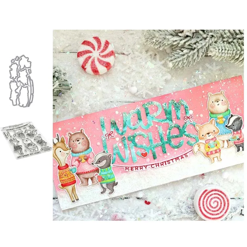 Олень Лиса металлический Трафаретный вырубной штамп и прозрачные наклейки