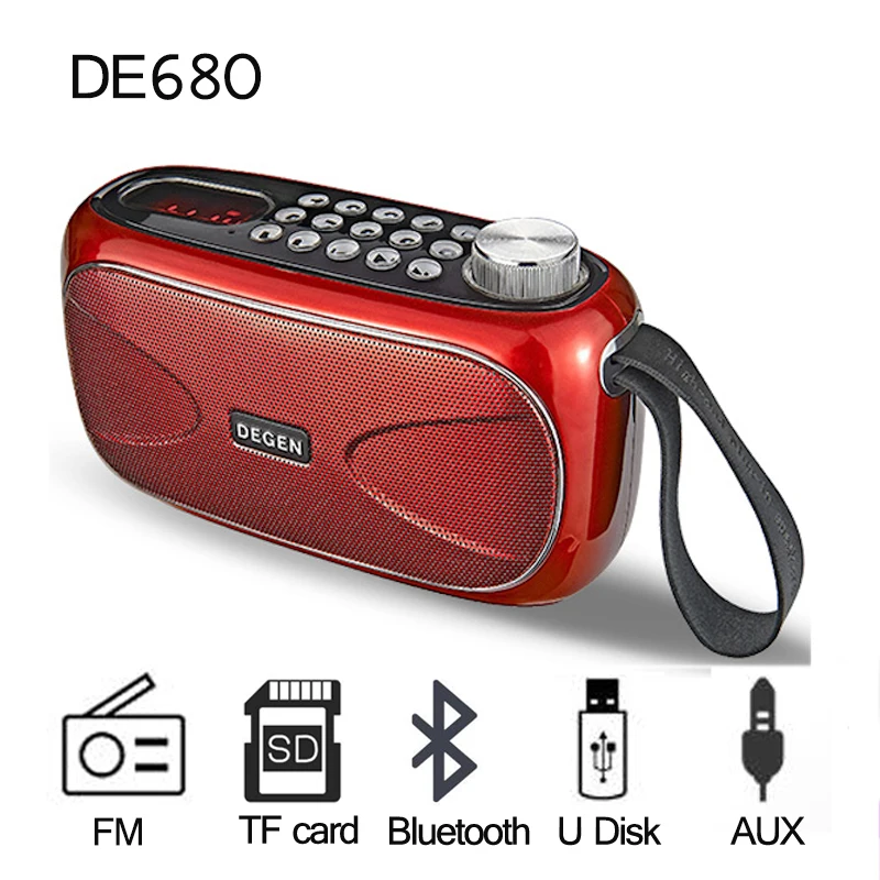 Стереомагнитола Degen DE680 FM радио DE681 Bluetooth рекордер mp3 плеер портативное для
