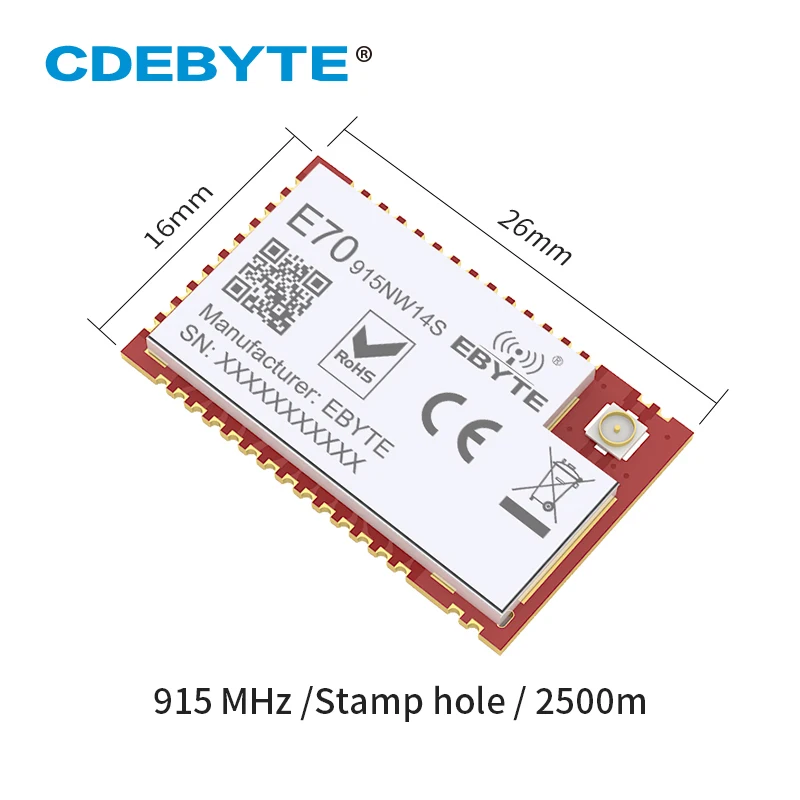 

E70-915NW14S 915MHz Module IoT UART SMD Star Network SoC 14dBm IPEX Stamp Hole uhf Wireless Transceiver Transmitter and Receiver