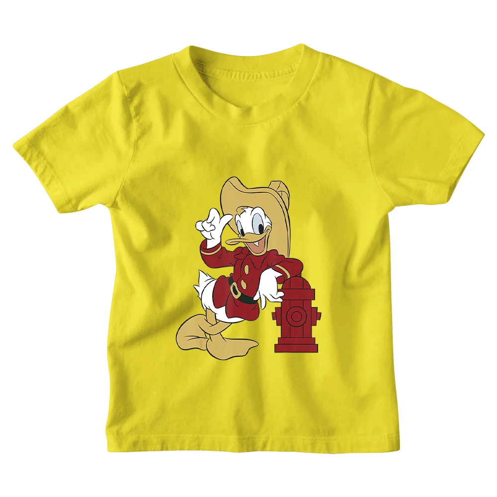 Camisetas con estampado de pato Donald para ni&ntilde;os, ropa de manga corta con cuello redondo para exteriores, Unisex, c&oacute;moda, novedad de verano-4