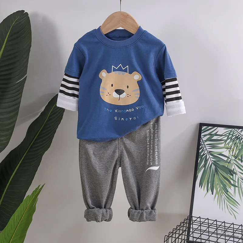 Футболка с длинным рукавом и штаны для мальчиков на возраст 0-2 года |