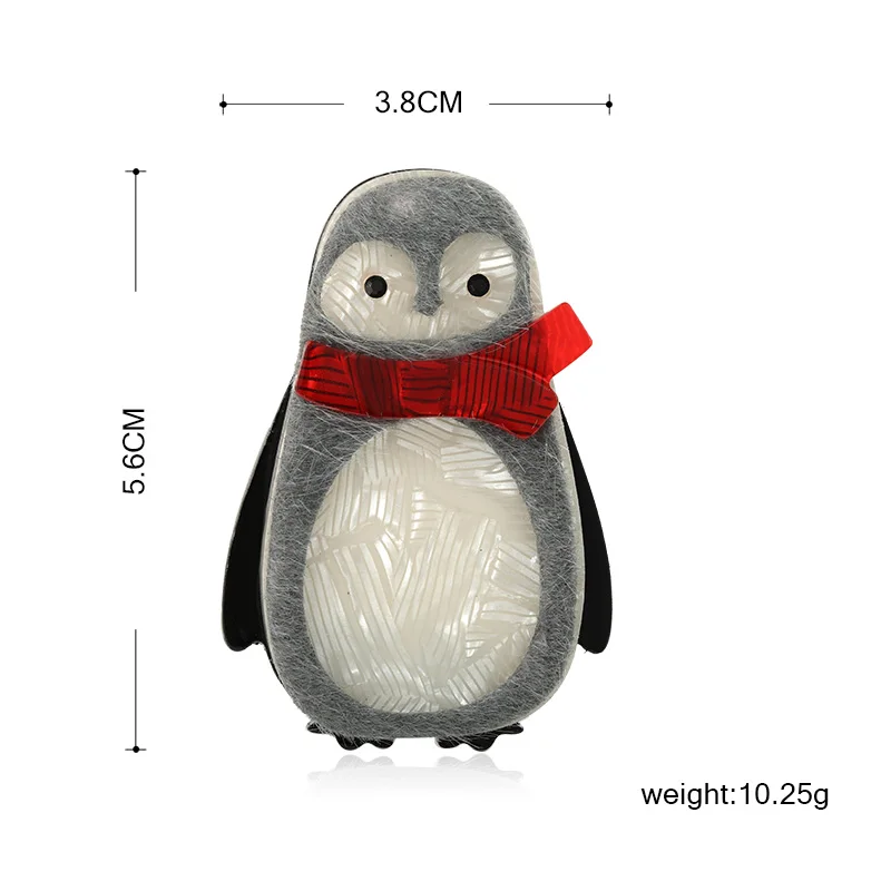 Blucome Handmade Acrylic Pig Penguin Brooches For Women Child New Year's Gift Red Scarf Animal Cloth Accessories Harajuku Brooch |